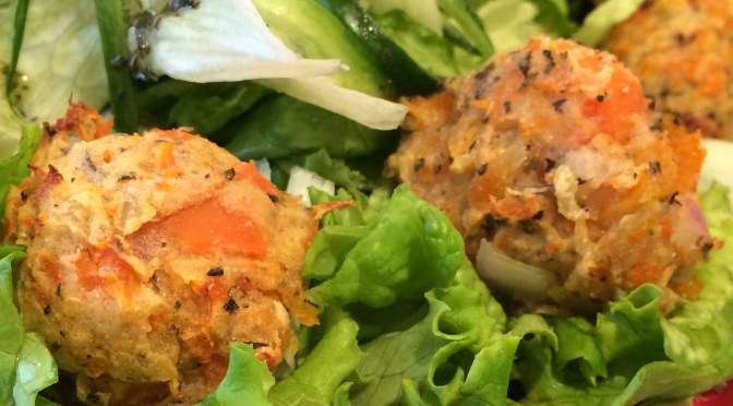 Mint, Red Onion, Carrot and Mashed Potato Baked Balls